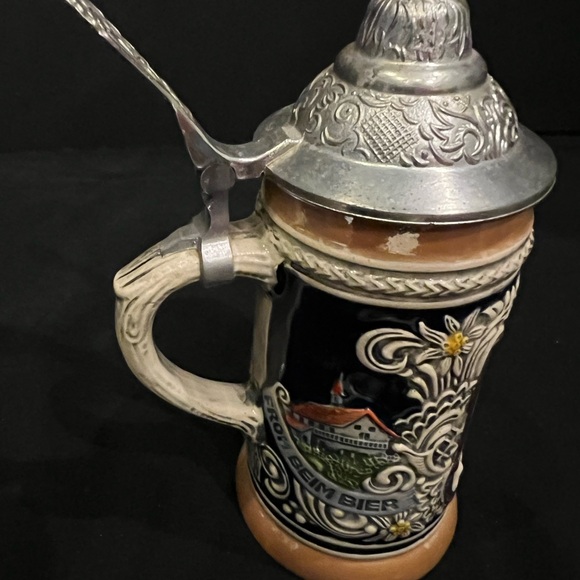 Vintage German Beer Stein with Silver and Blue Accents - Picture 8 of 13